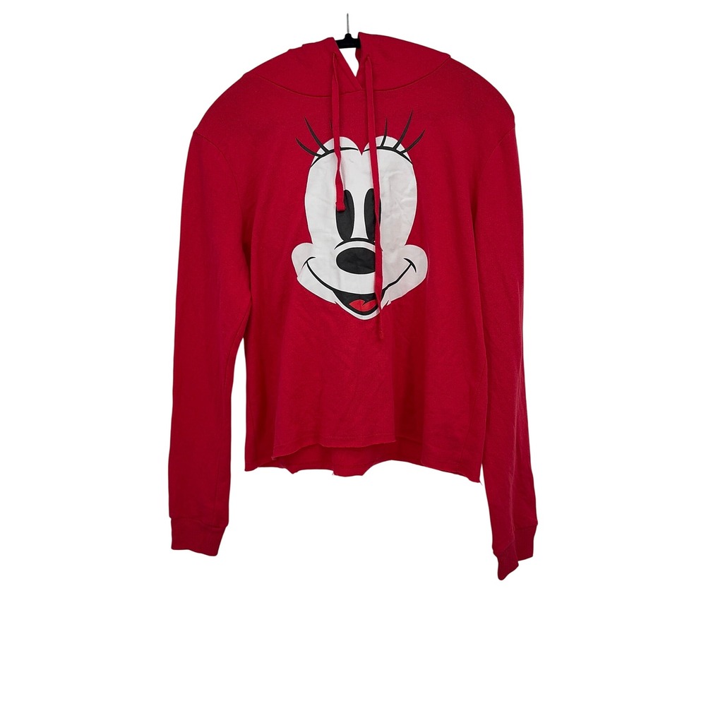 Disney Minnie Mouse Red Hoodie‎ Ears & Bow Junior Girls Size Large Jerry Leigh